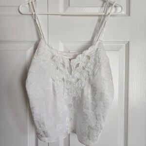 NWT VTG Victoria's Secret Gold Label Floral Paisley White Cami Cropped Tank, M‎